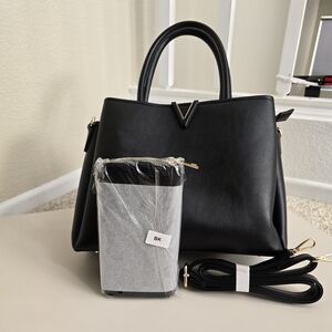 Lux Black Satchel with Gold Accents